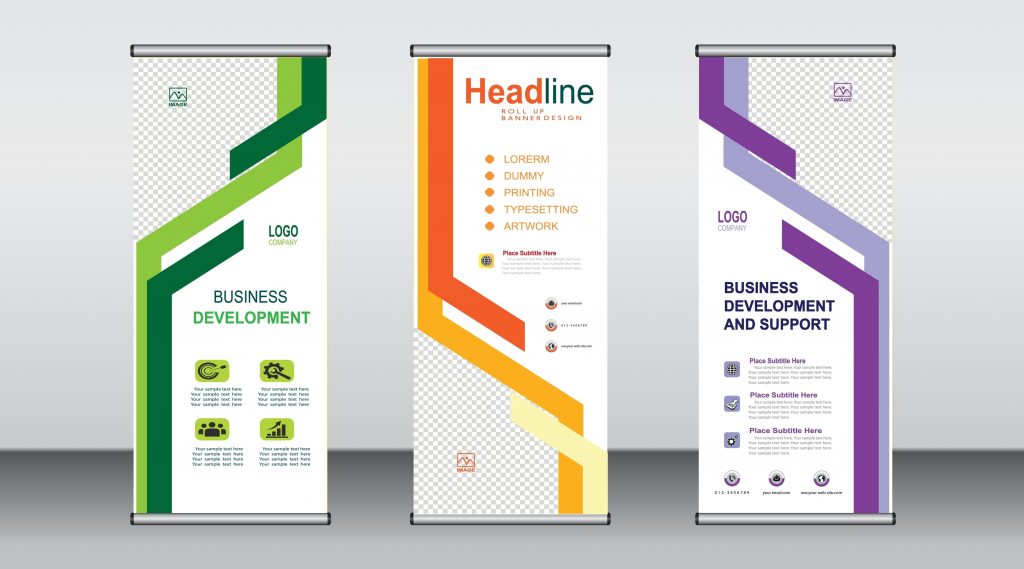 ภาพจำลอง Artwork อุปกรณ์ออกบูธ โรลอัพ ก่อนผลิตจริง